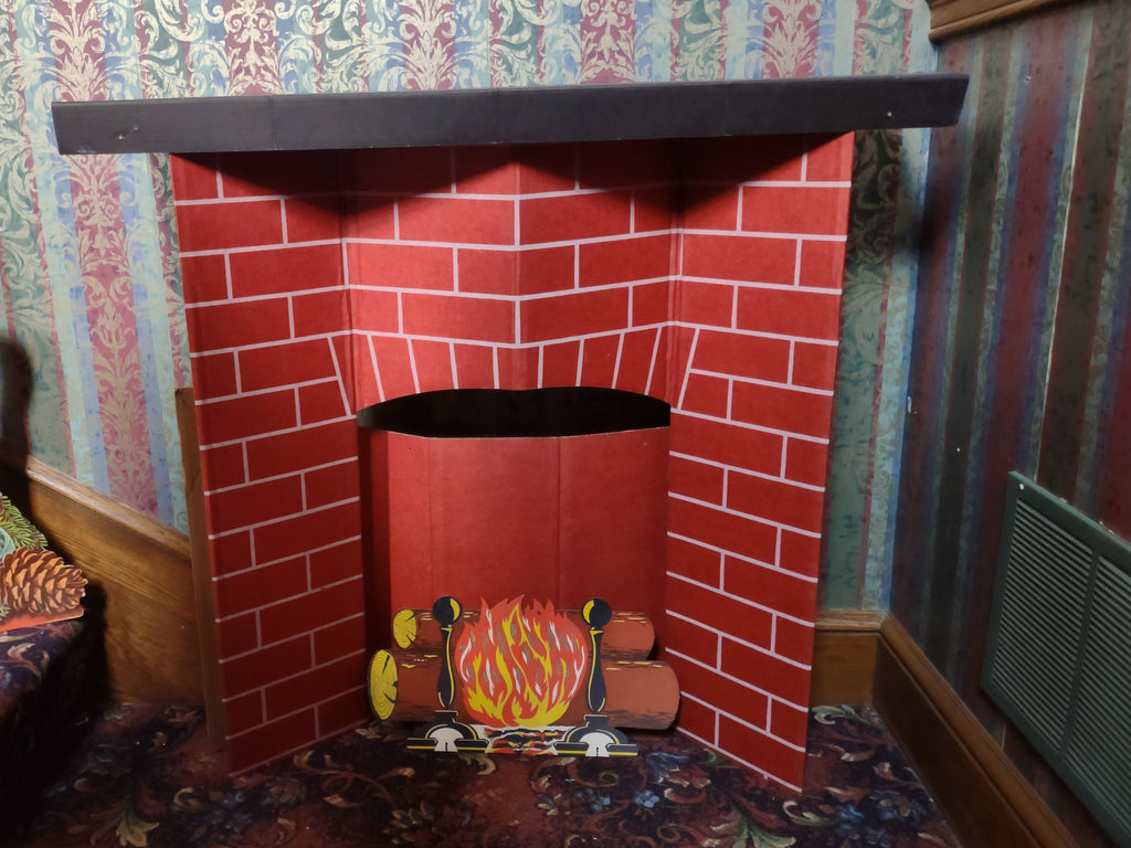 Vintage Christmas Cardboard Fireplace Display "Electric" [4826]