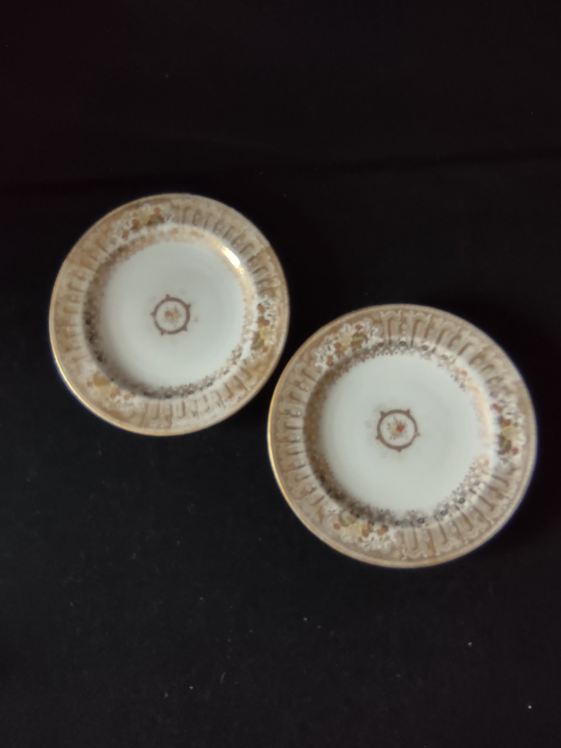Vintage Wedgwood Dessert Plate Cream Gold Gilt Bone China England Pair [6257]
