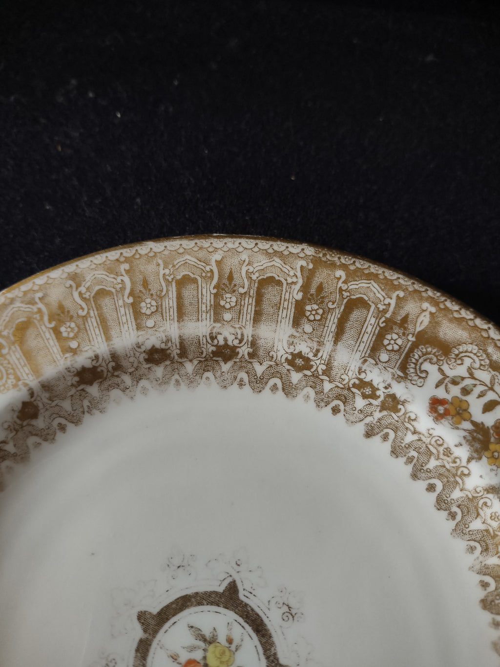 Vintage Wedgwood Dessert Plate Cream Gold Gilt Bone China England Pair [6257]