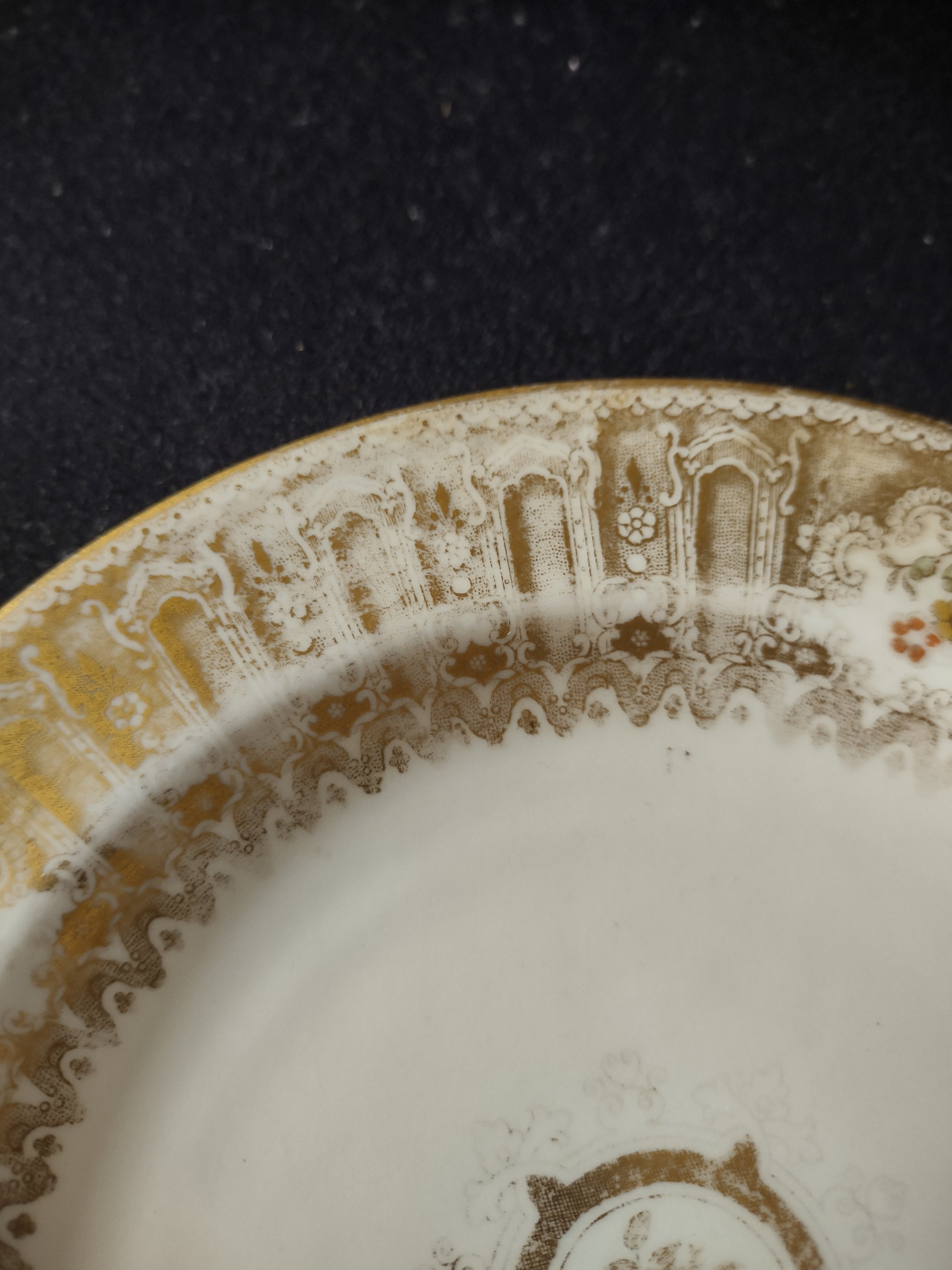 Vintage Wedgwood Dessert Plate Cream Gold Gilt Bone China England Pair [6257]