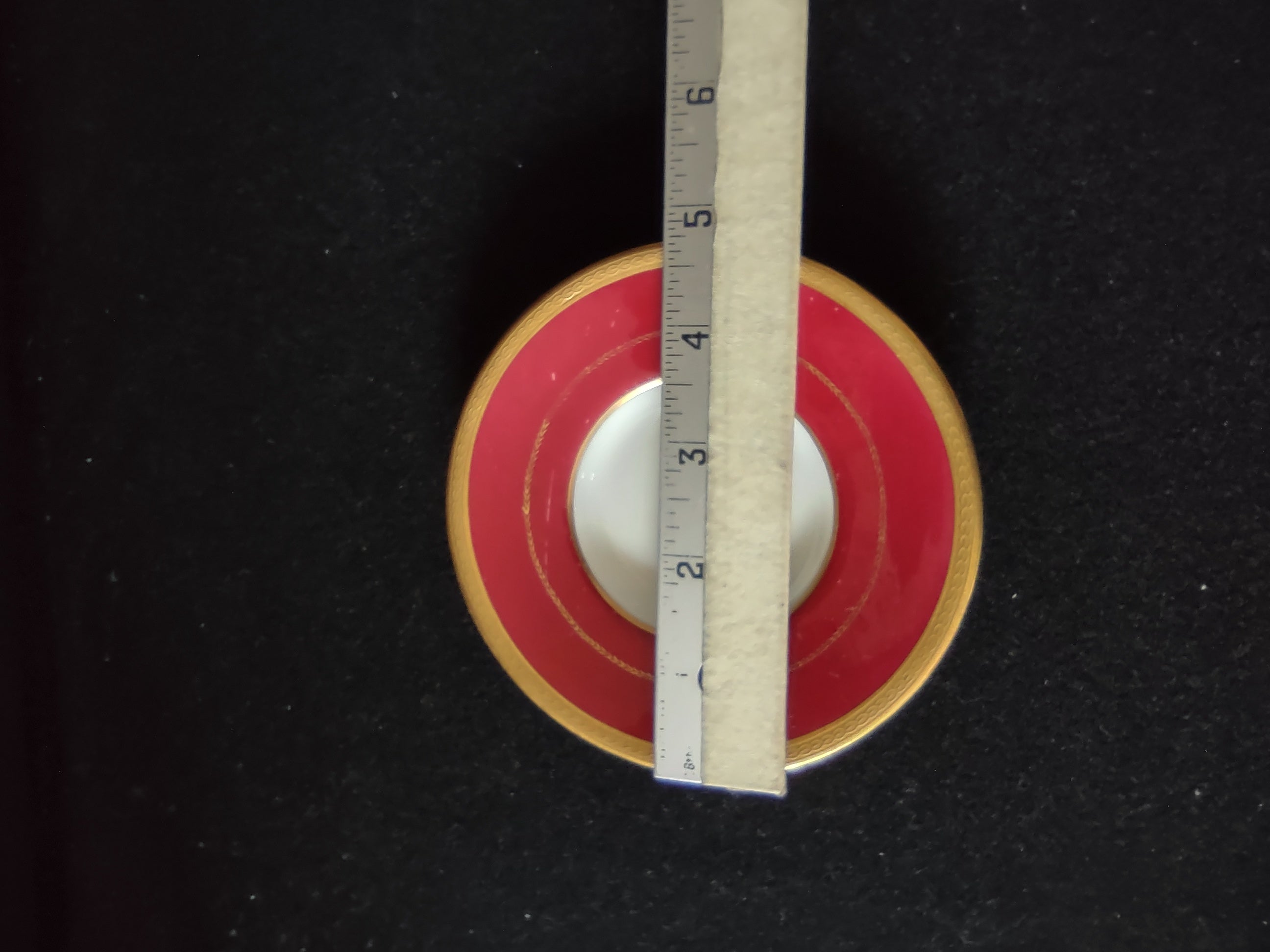 Vintage Wedgwood Demitasse Saucer Crimson Gold Bone China England [6261]