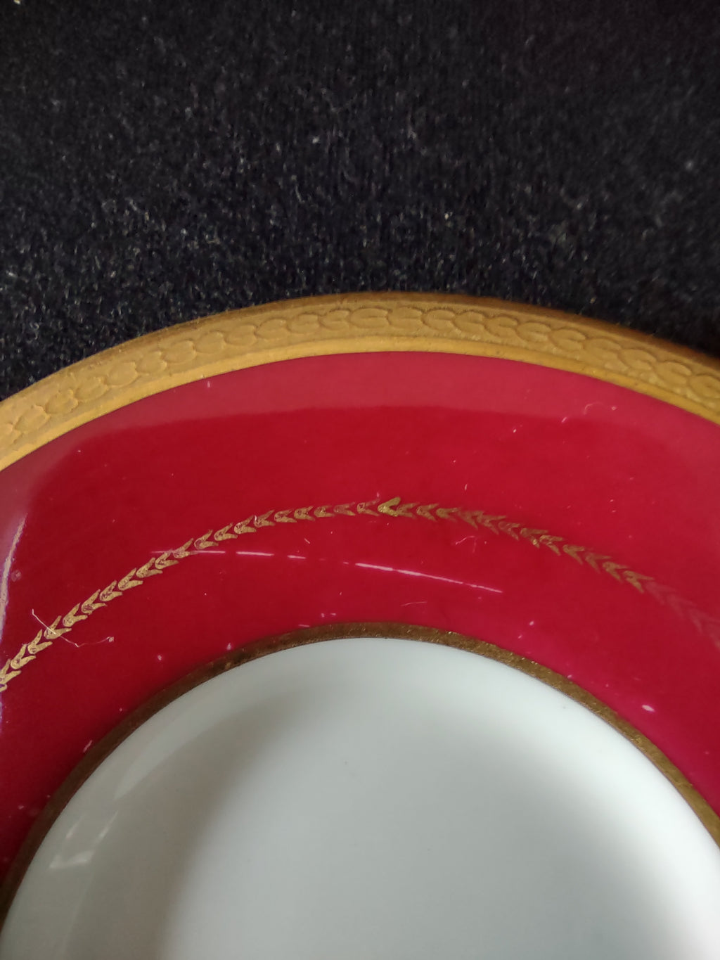 Vintage Wedgwood Demitasse Saucer Crimson Gold Bone China England [6261]