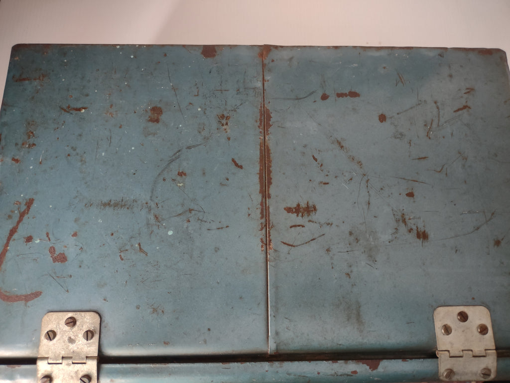 Vintage J.C. Higgins Metal Ice Chest Cooler Blue Camping Picnic [6239]