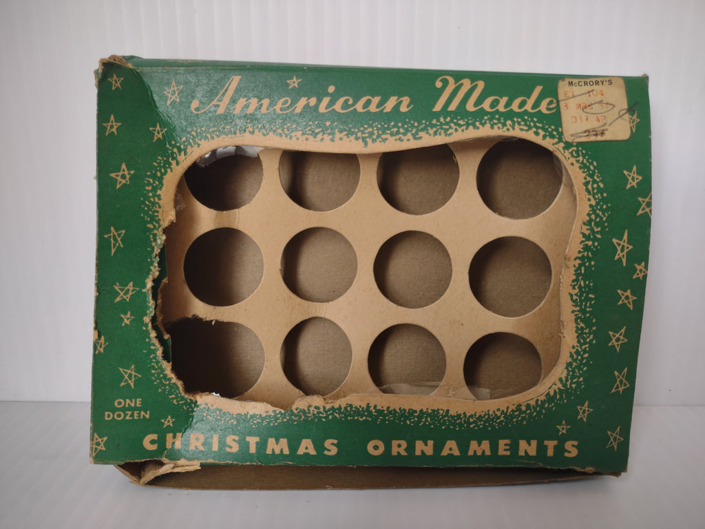 Vintage American Made Christmas Ornaments Empty Box Dozen McCrory's [4827]