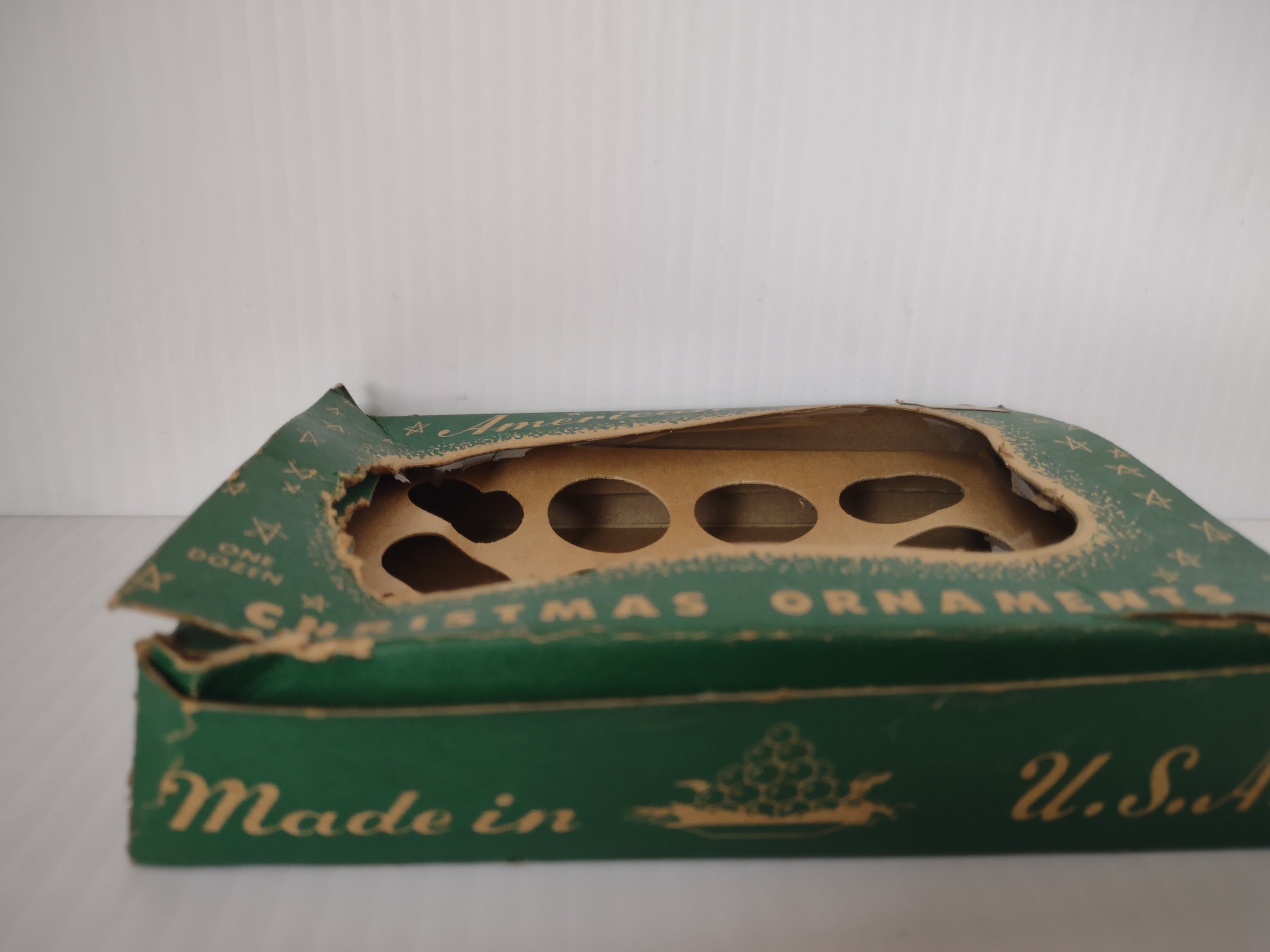 Vintage American Made Christmas Ornaments Empty Box Dozen McCrory's [4827]