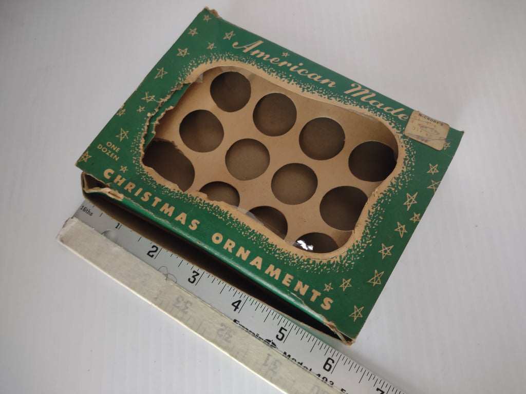 Vintage American Made Christmas Ornaments Empty Box Dozen McCrory's [4827]