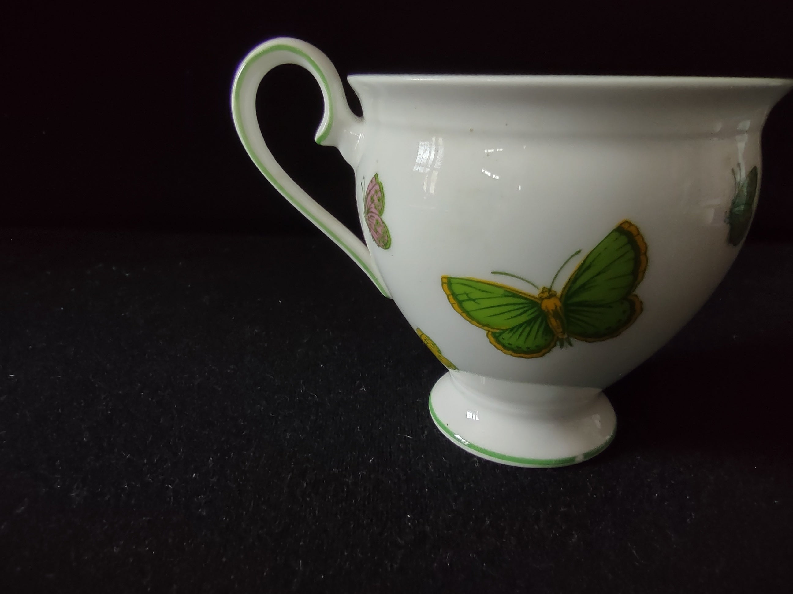 Vintage Staffordshire Butterfly Snack Plate Cup Bone China England x3 [6269]
