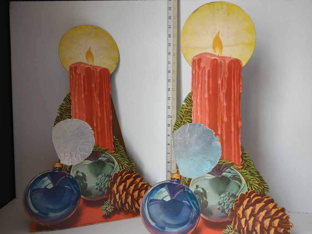 Vintage Cardboard Christmas Candle Stand-Up Weiller Co. Pair Fort Pitt Brewery [4828]