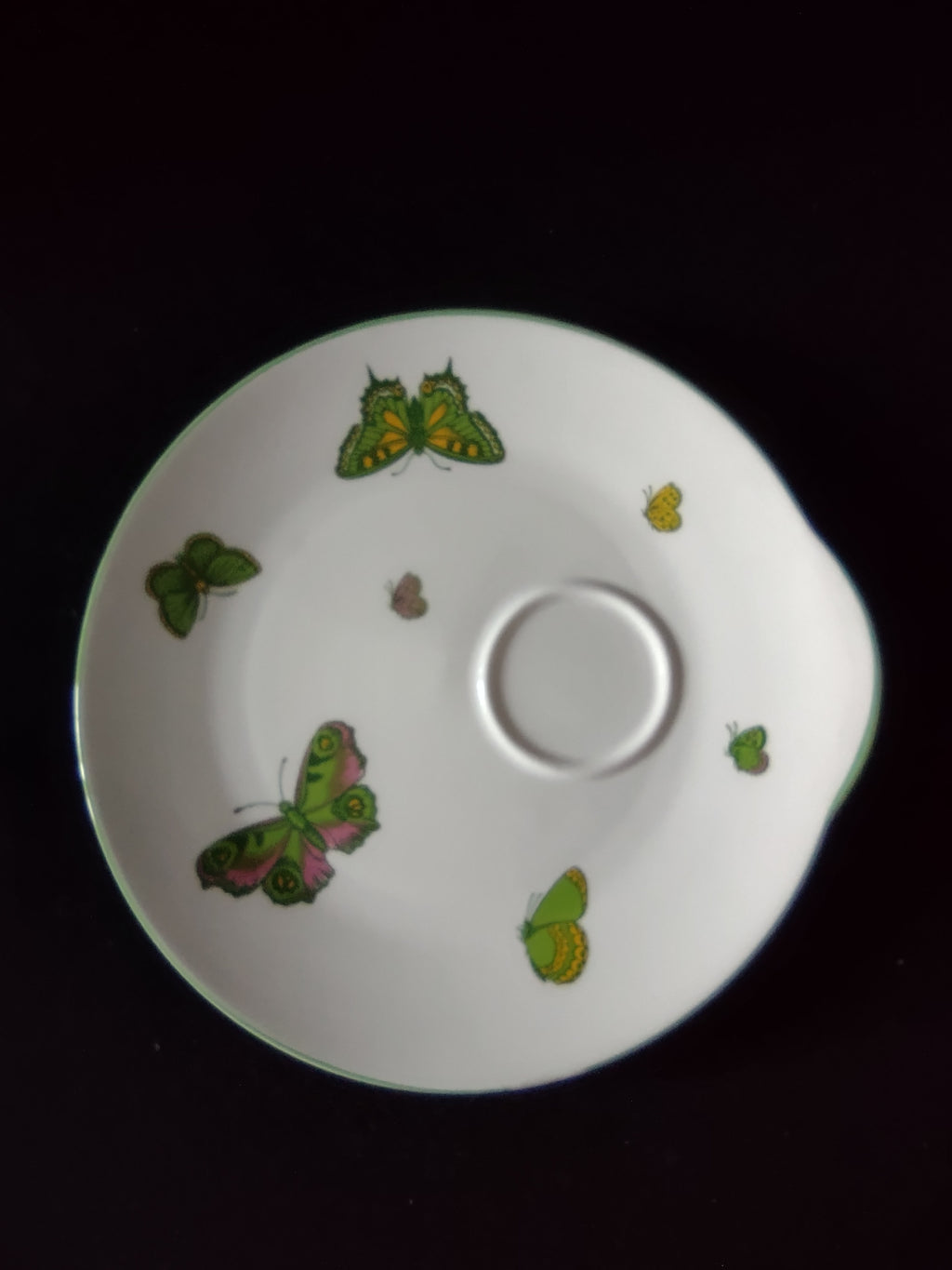 Vintage Staffordshire Butterfly Snack Plate No Cup Bone China England [6270]