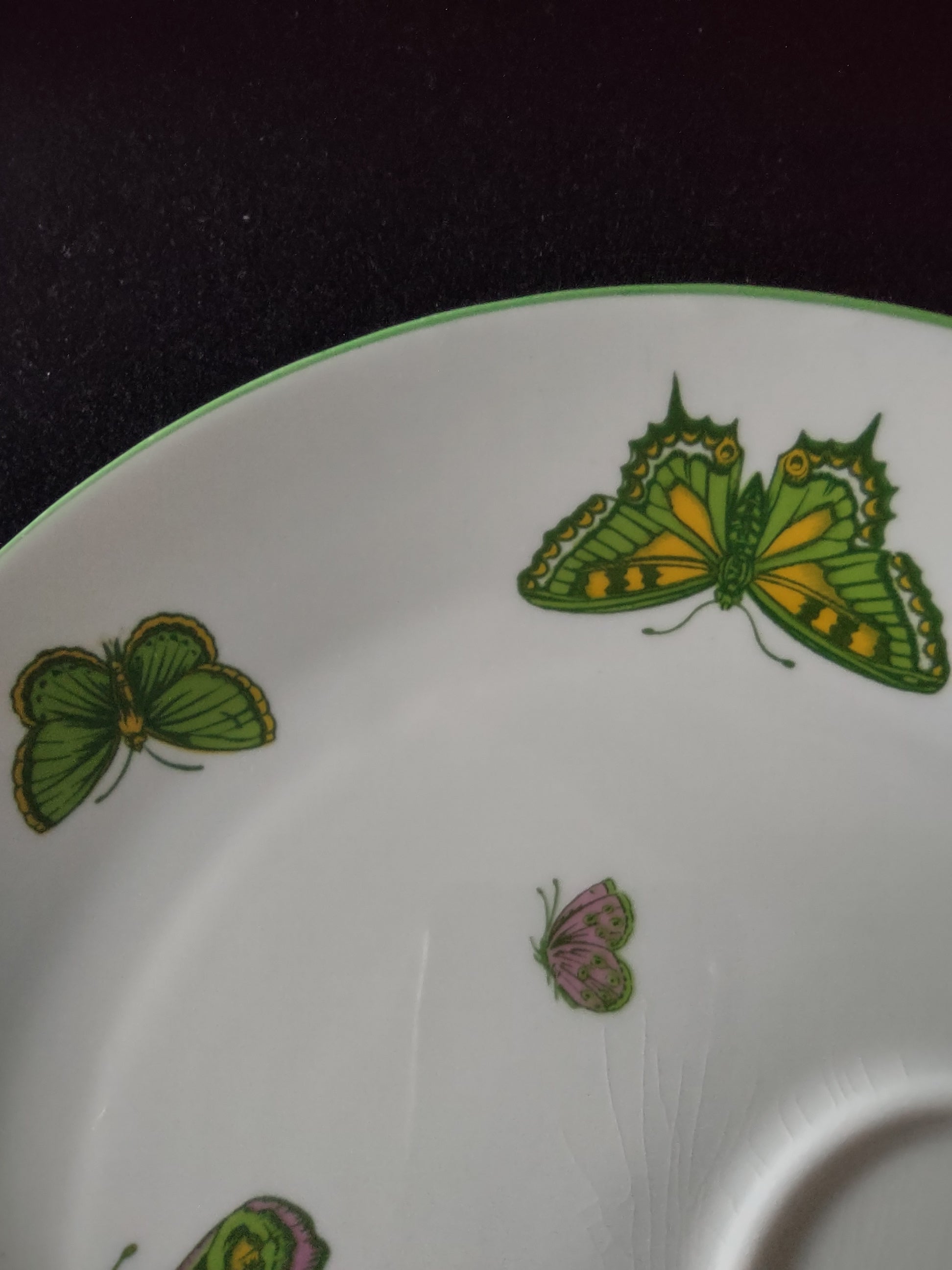 Vintage Staffordshire Butterfly Snack Plate No Cup Bone China England [6270]