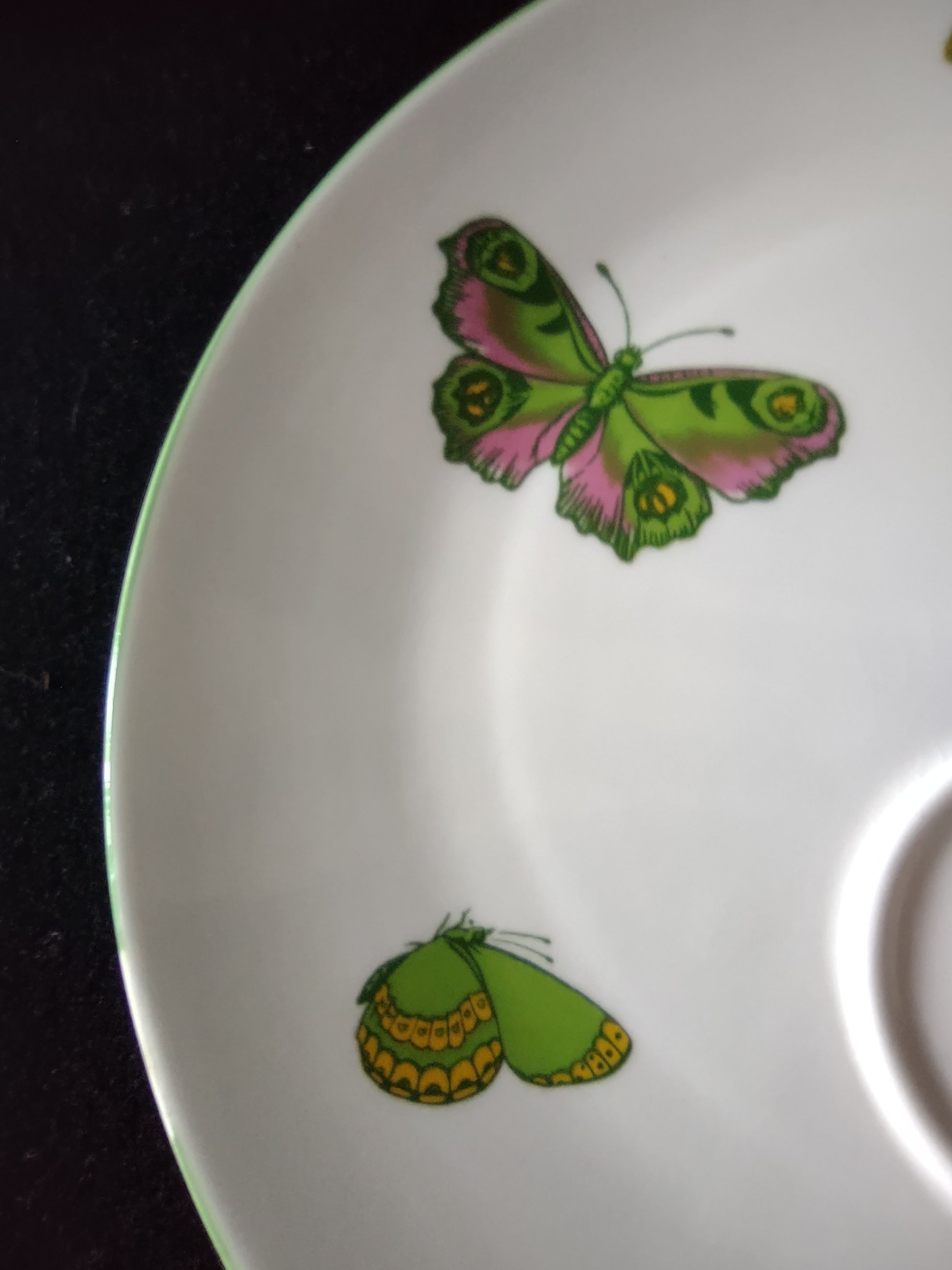 Vintage Staffordshire Butterfly Snack Plate No Cup Bone China England [6270]