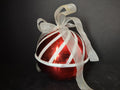 Vintage Large Red Metal Jingle Bell White Ribbon Bow Christmas 5" Ornament [4829]