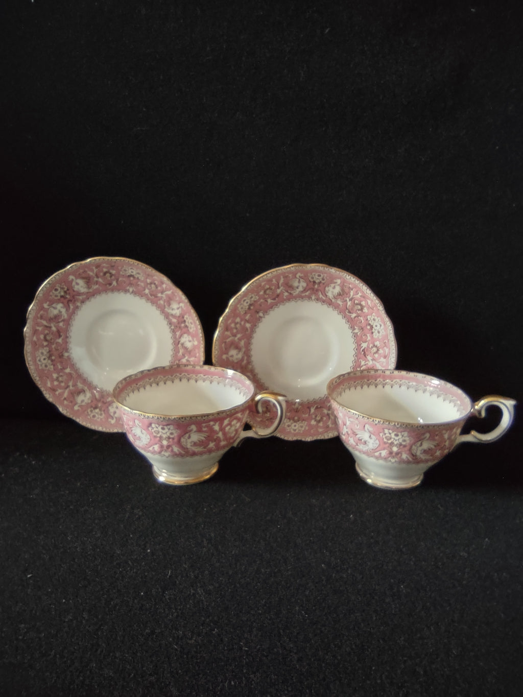Vintage Crown Staffordshire Ellesmere Cup Saucer Bone China England Pair [6272]