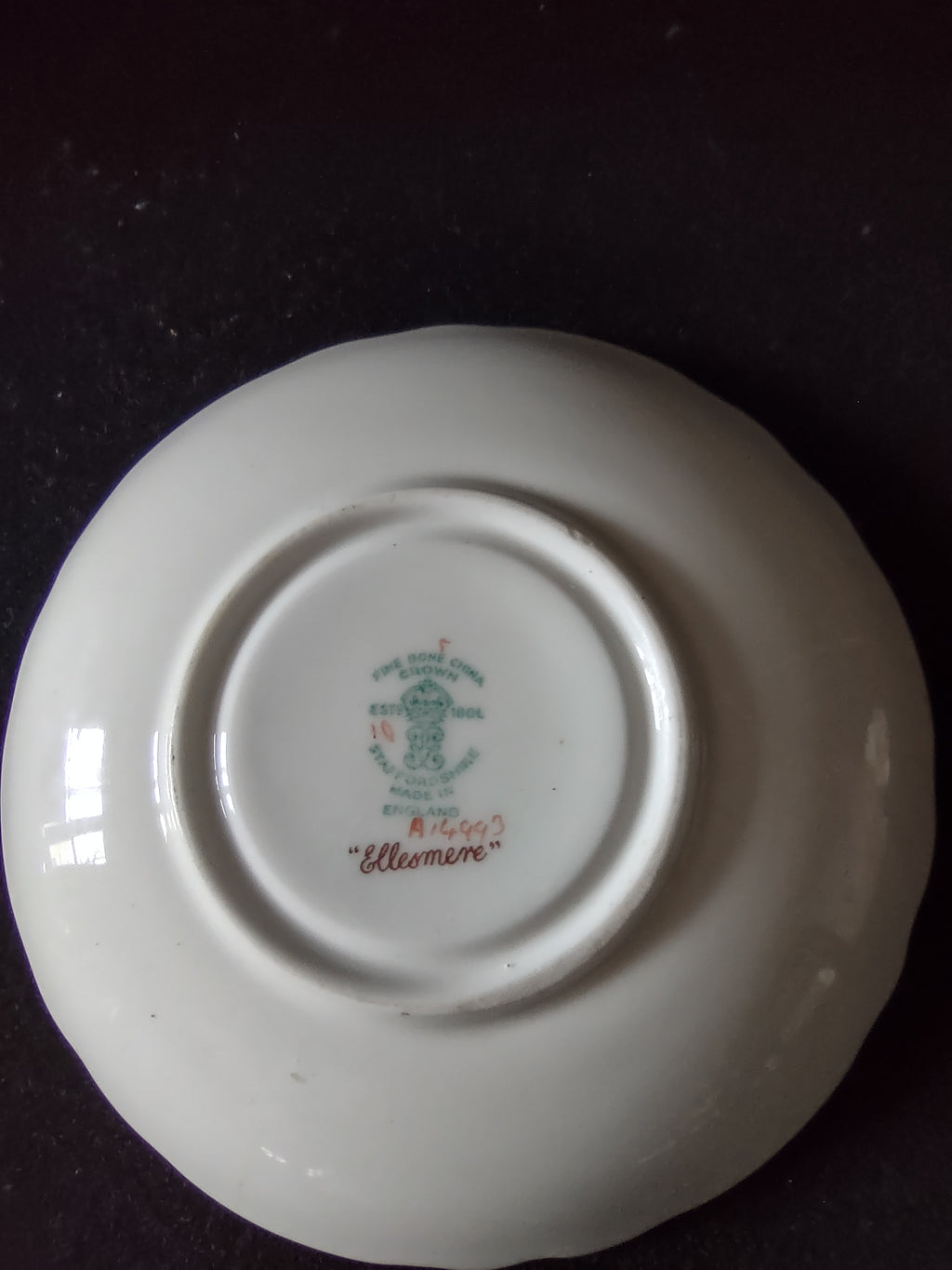 Vintage Crown Staffordshire Ellesmere Cup Saucer Bone China England Pair [6272]