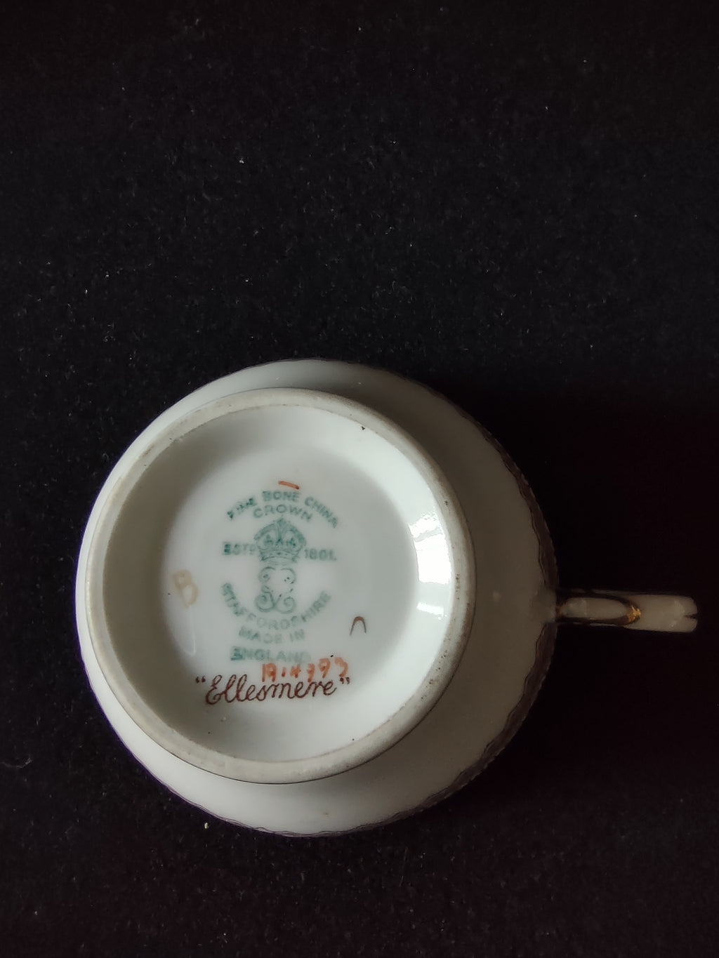 Vintage Crown Staffordshire Ellesmere Cup Saucer Bone China England Pair [6272]