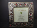 Vintage Exotic Travels 3.5x3.5 Photo Frame Silver-Tone Floral Lattice Red Rhinestones [6294]