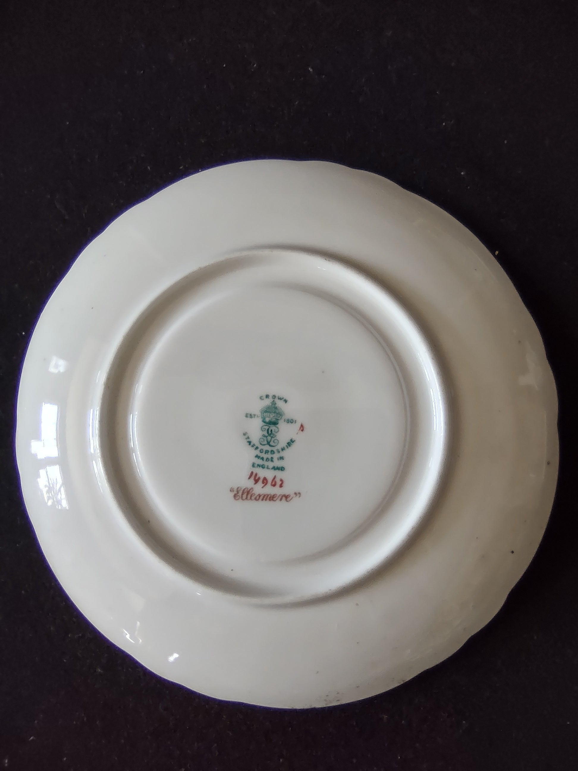 Vintage Staffordshire Ellesmere Bouillon Cup Saucer Bone China England [6276]