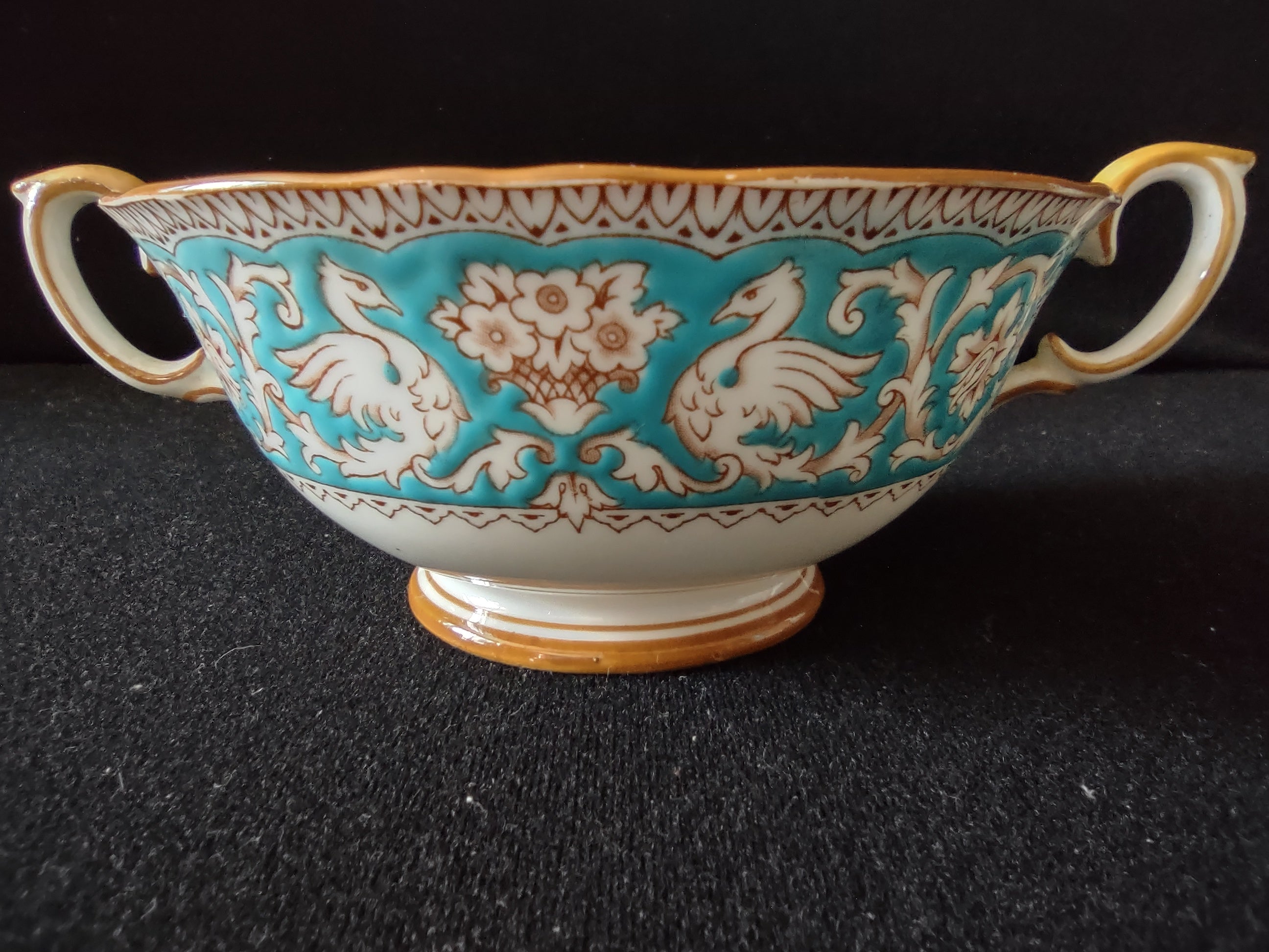 Vintage Staffordshire Ellesmere Bouillon Cup Saucer Bone China England [6276]