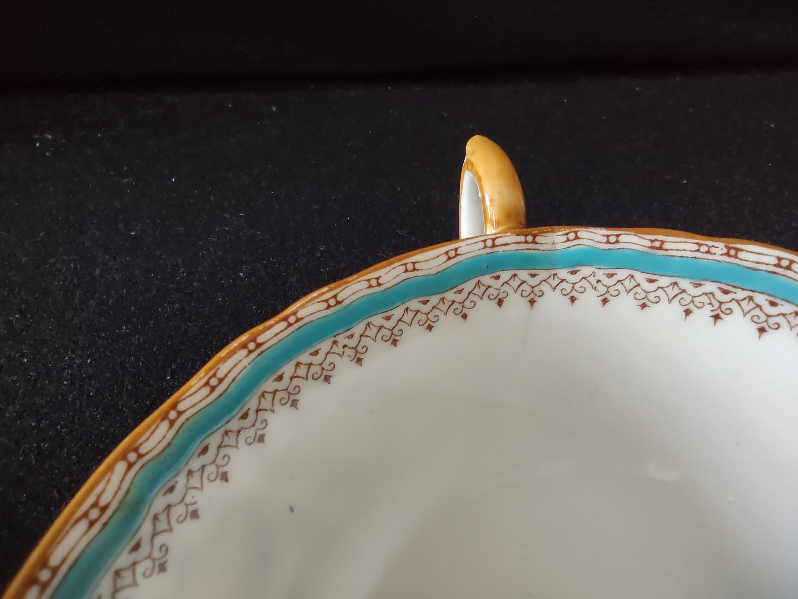 Vintage Staffordshire Ellesmere Bouillon Cup Saucer Bone China England [6276]