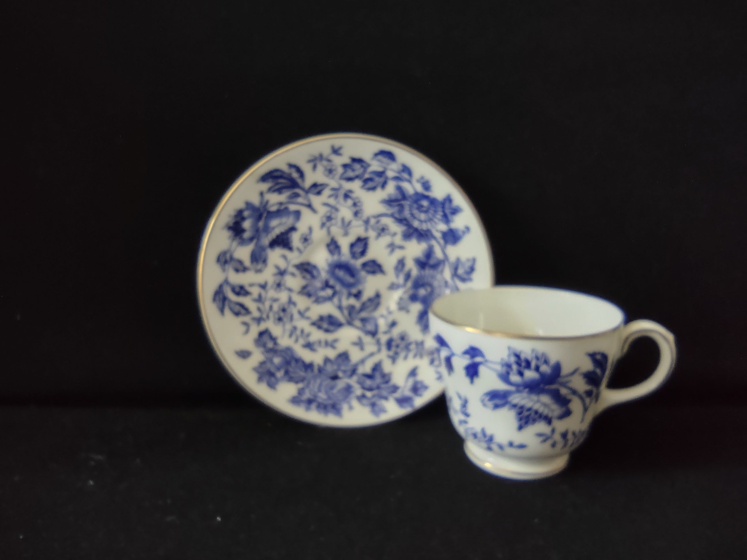 Vintage Wedgwood Avon Blue Cup Saucer Set Bone China England [6280]
