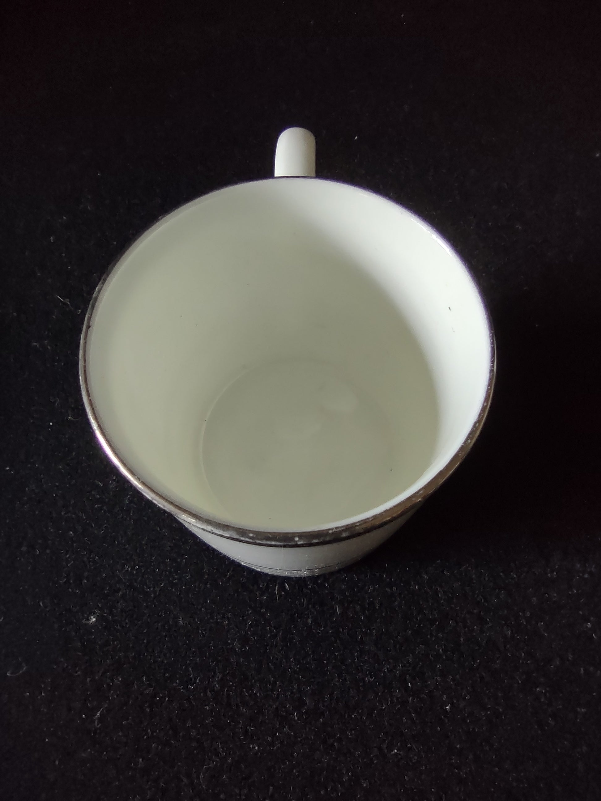 Vintage Wedgwood Platinum Band Demitasse Cup Saucer Set Bone China England [6284]