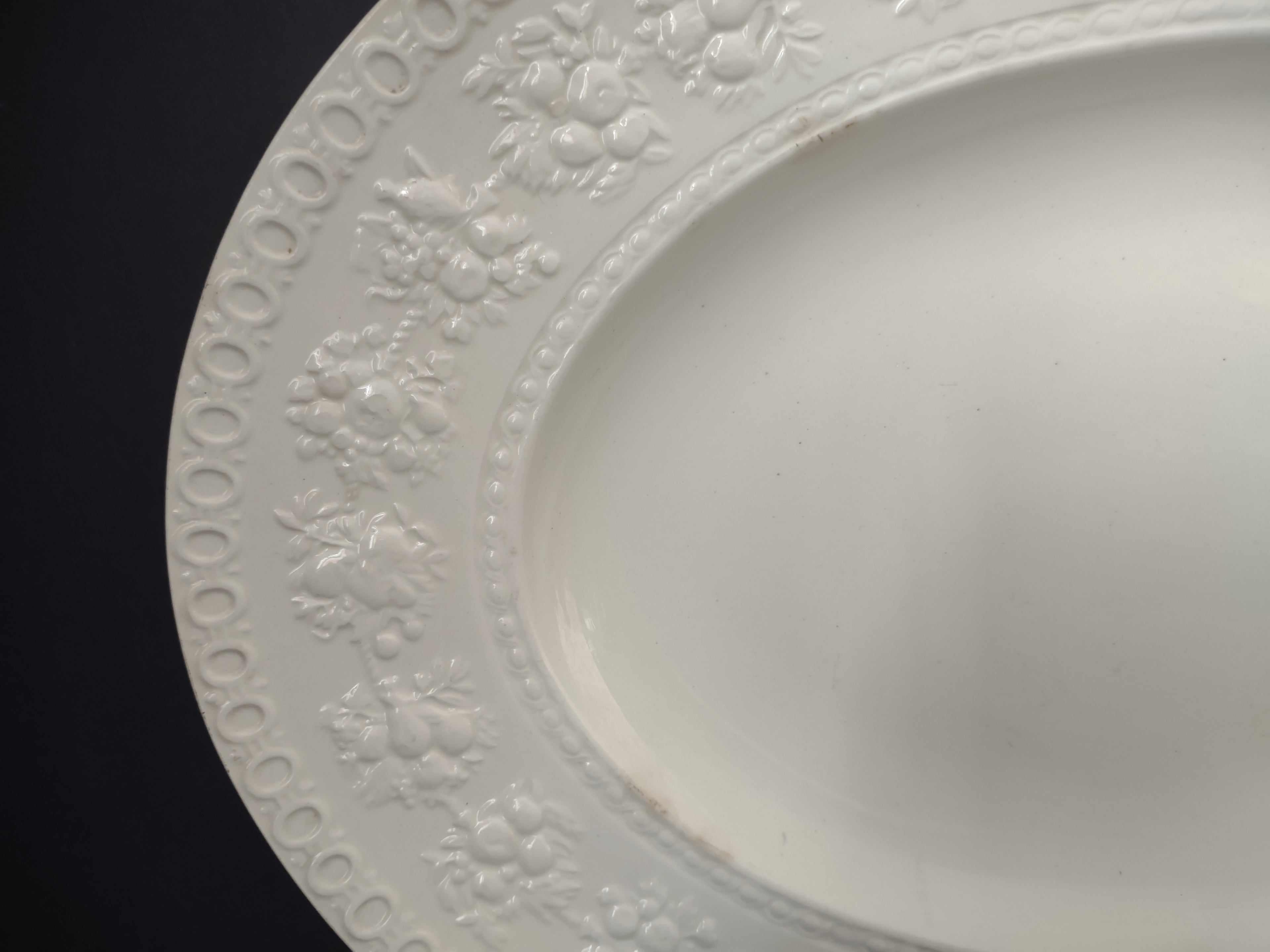 Vintage Wedgwood Wellesley English White Ironstone Oval Serving Platter Embossed [6295]
