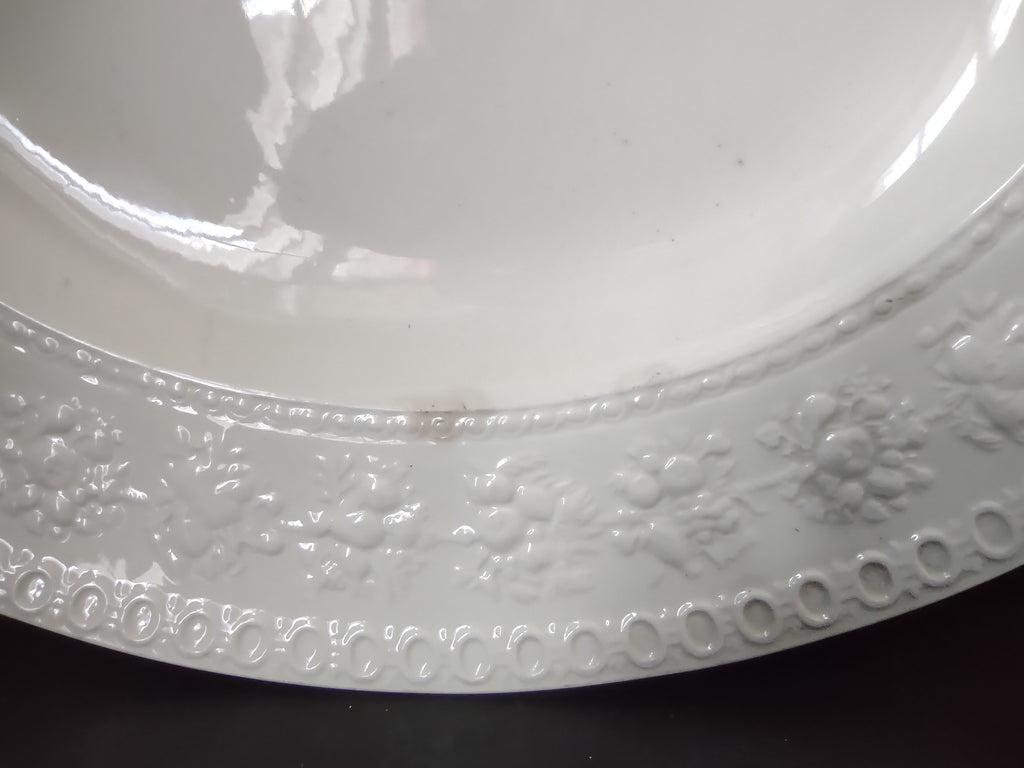 Vintage Wedgwood Wellesley English White Ironstone Oval Serving Platter Embossed [6295]