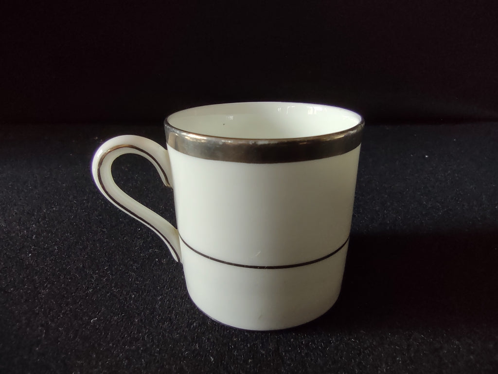 Vintage Wedgwood Platinum Band Demitasse Cup Saucer Set Bone China England [6284]