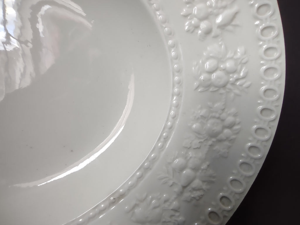 Vintage Wedgwood Wellesley English White Ironstone Oval Serving Platter Embossed [6295]