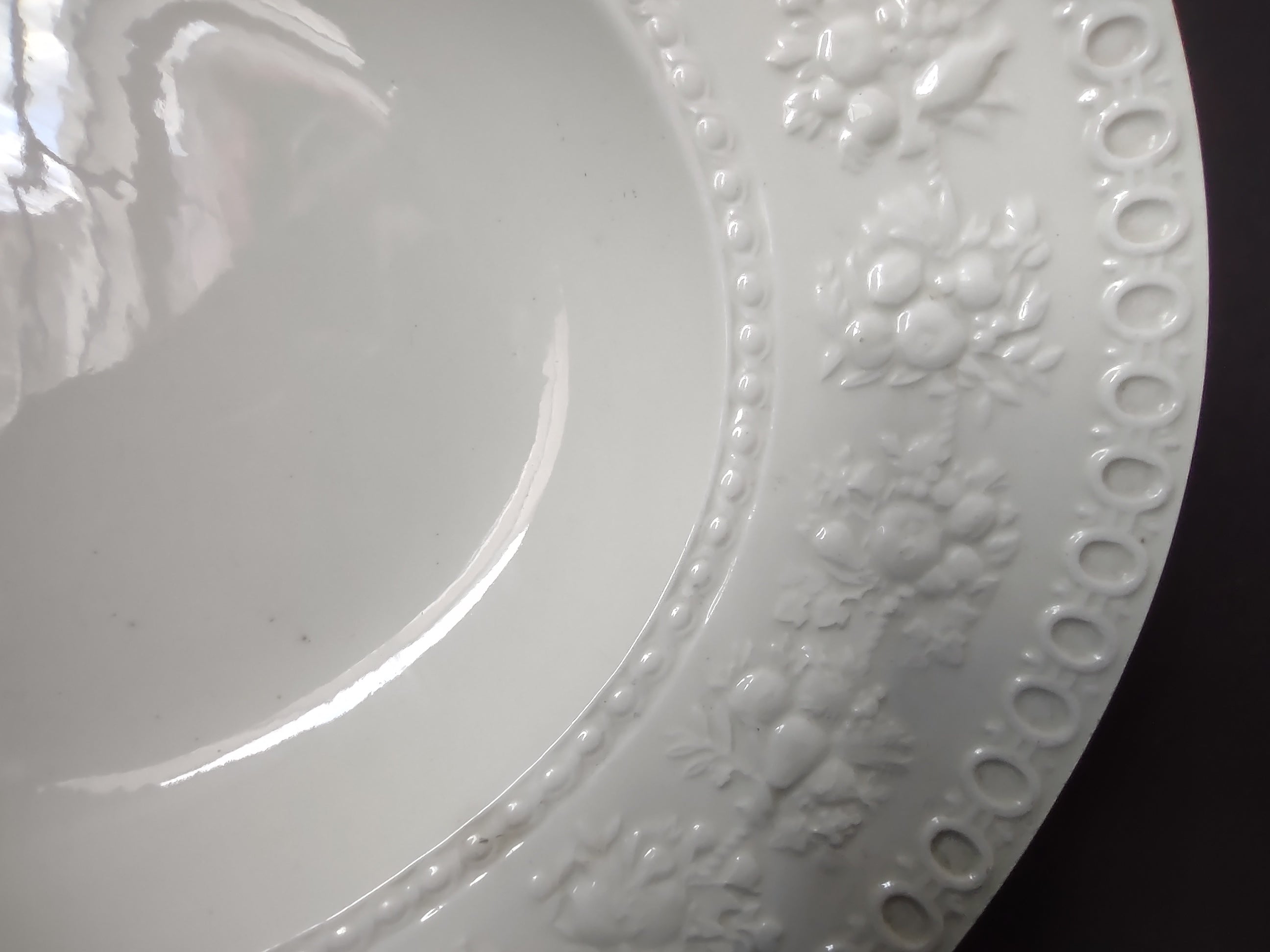 Vintage Wedgwood Wellesley English White Ironstone Oval Serving Platter Embossed [6295]