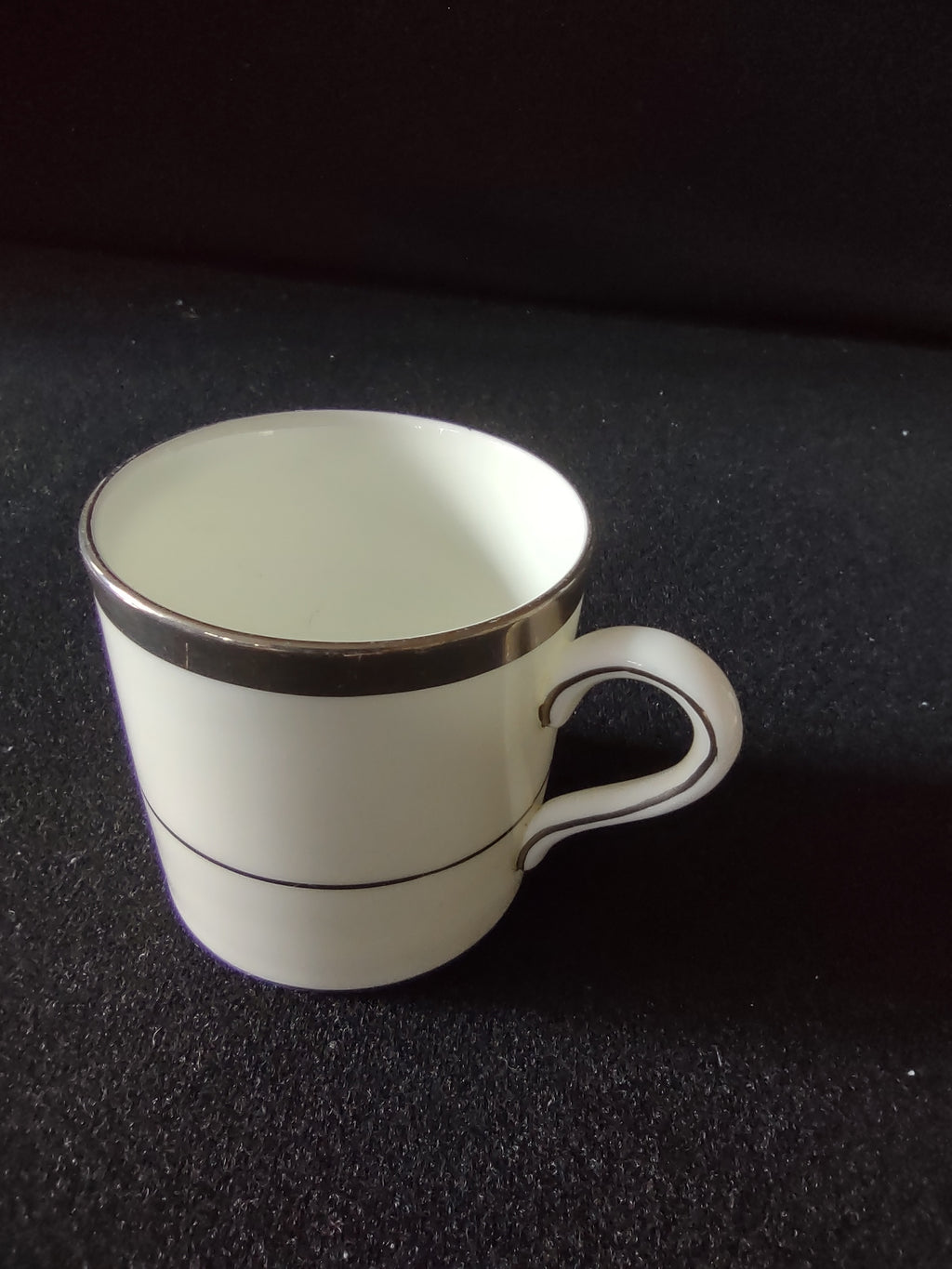 Vintage Wedgwood Platinum Band Demitasse Cup Saucer Set Bone China England [6284]