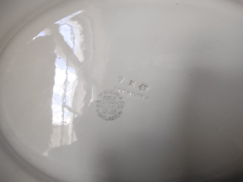 Vintage Wedgwood Wellesley English White Ironstone Oval Serving Platter Embossed [6295]