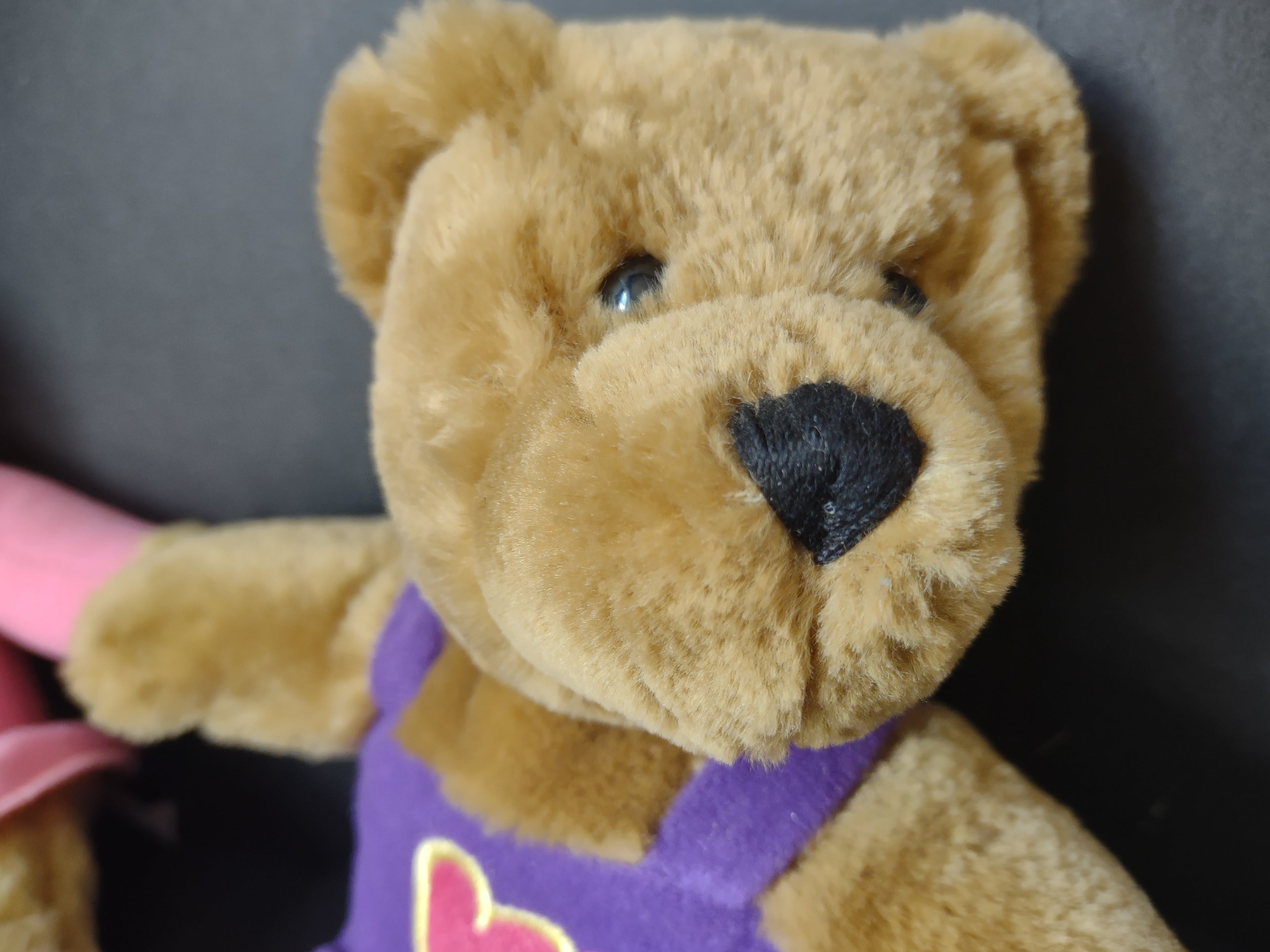 Vintage Hallmark Kissing Teddy Bear Couple Plush Pink Purple Magnetic Nose [6306]