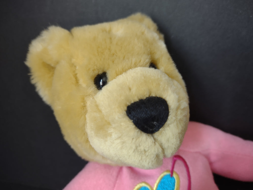 Vintage Hallmark Kissing Teddy Bear Couple Plush Pink Purple Magnetic Nose [6306]