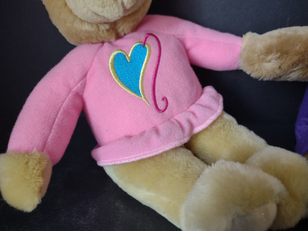Vintage Hallmark Kissing Teddy Bear Couple Plush Pink Purple Magnetic Nose [6306]