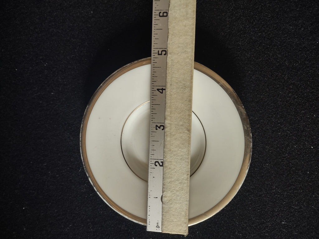 Vintage Wedgwood White Platinum Band Saucer Bone China England [6285]