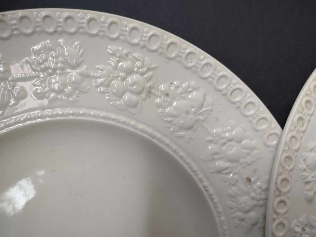 Vintage Wedgwood Wellesley Cream Embossed Lunch Plate Pair England [6307]