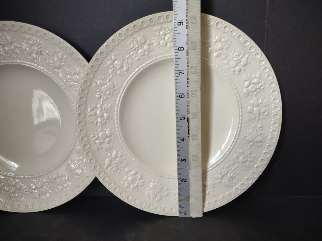 Vintage Wedgwood Wellesley Cream Embossed Lunch Plate Pair England [6307]