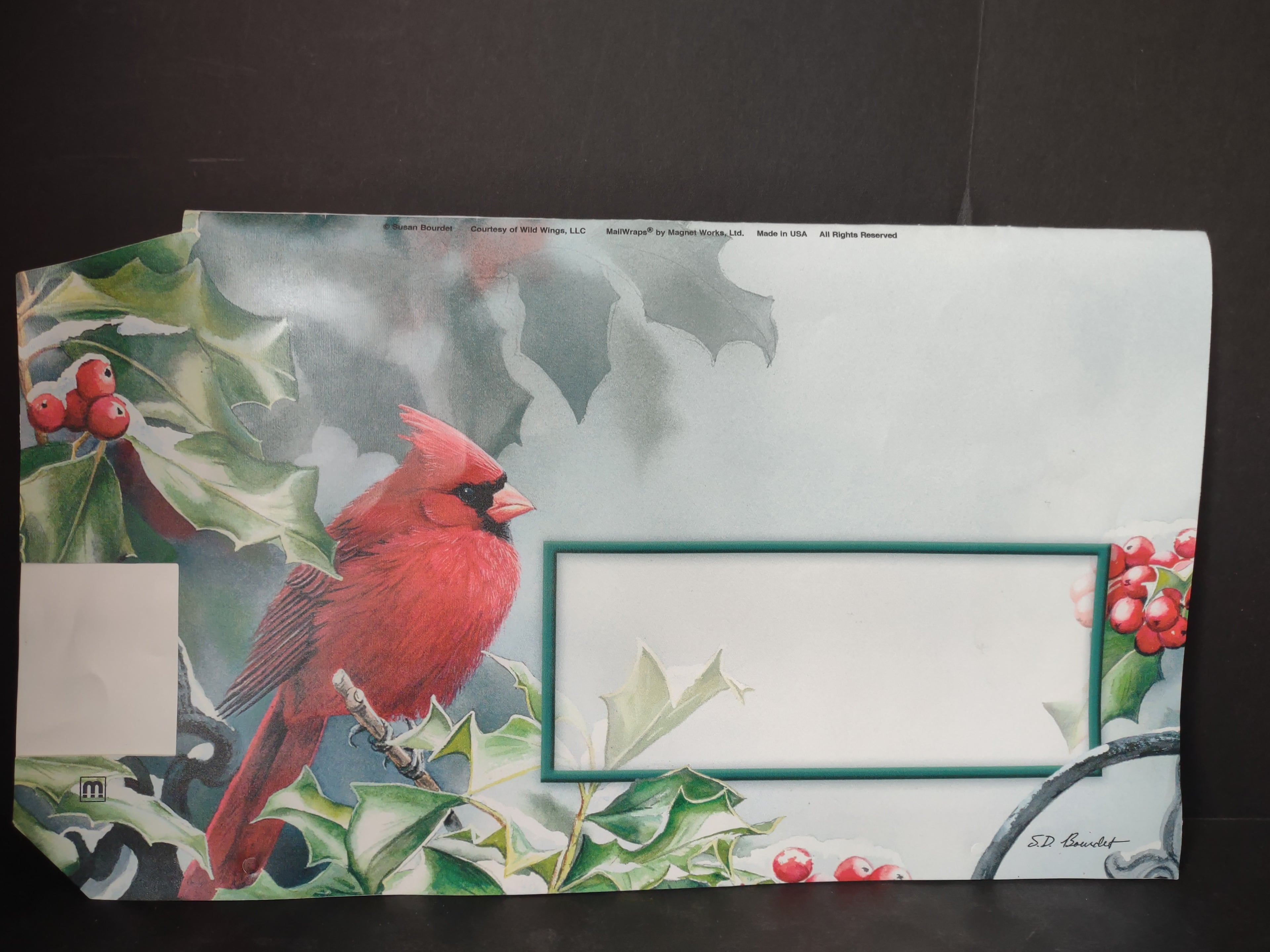Vintage Cardinal Christmas MailWraps Magnetic Mailbox Cover Susan Bourdet 4831]