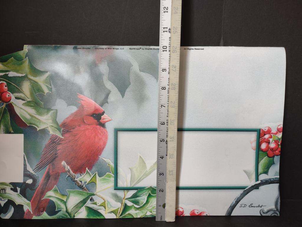 Vintage Cardinal Christmas MailWraps Magnetic Mailbox Cover Susan Bourdet 4831]