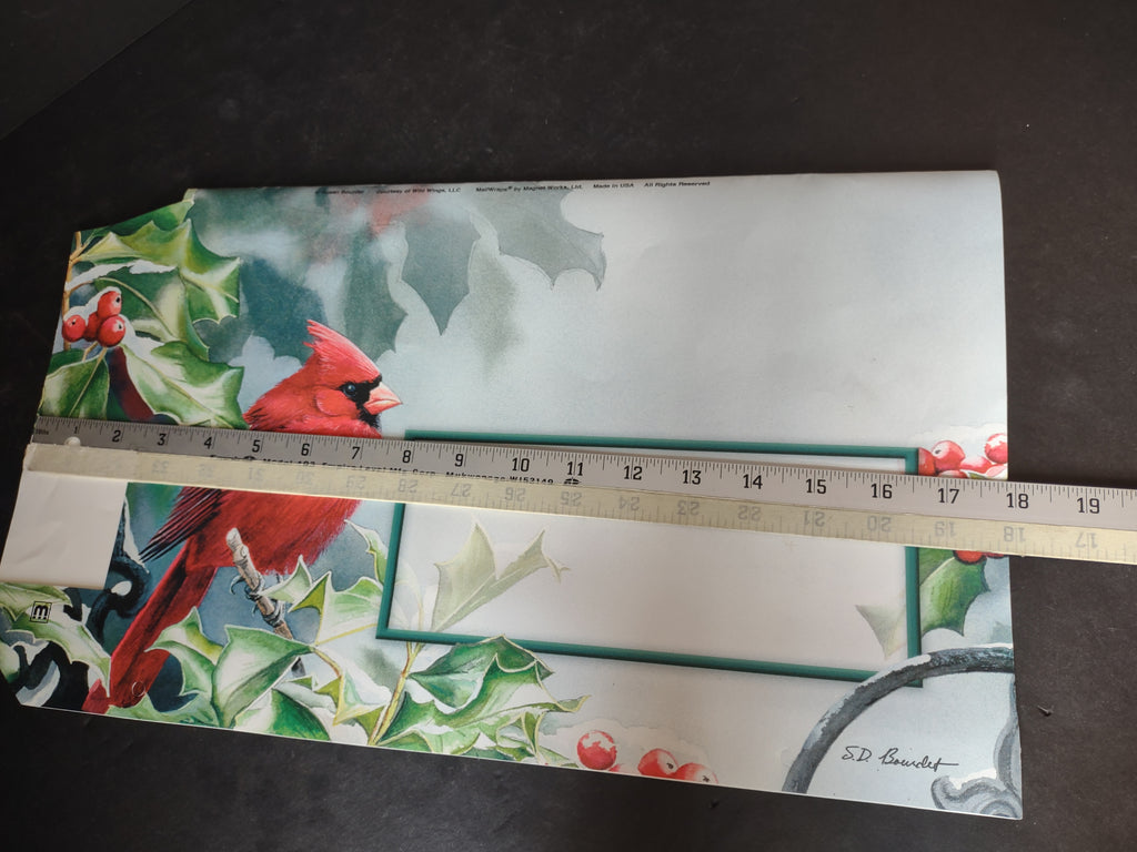 Vintage Cardinal Christmas MailWraps Magnetic Mailbox Cover Susan Bourdet 4831]