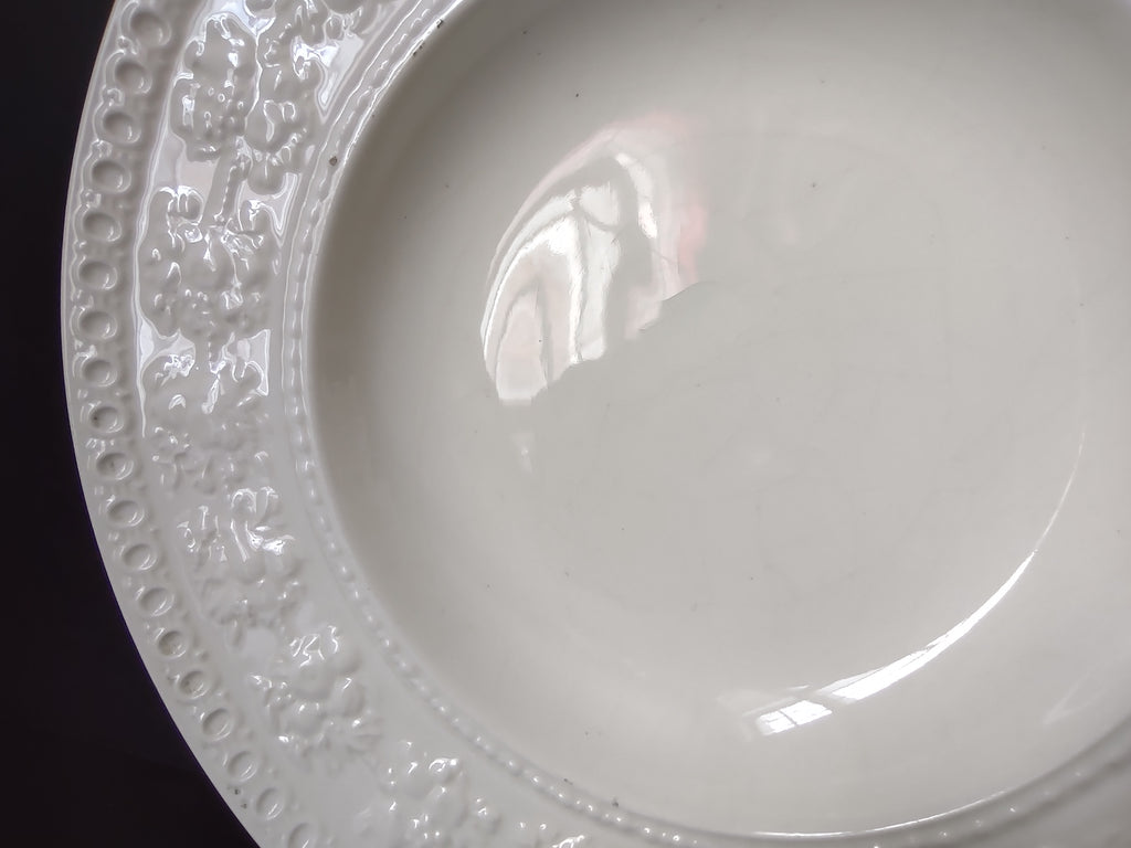 Vintage Wedgwood Wellesley Cream Embossed Rimmed Soup Bowl England [6309]