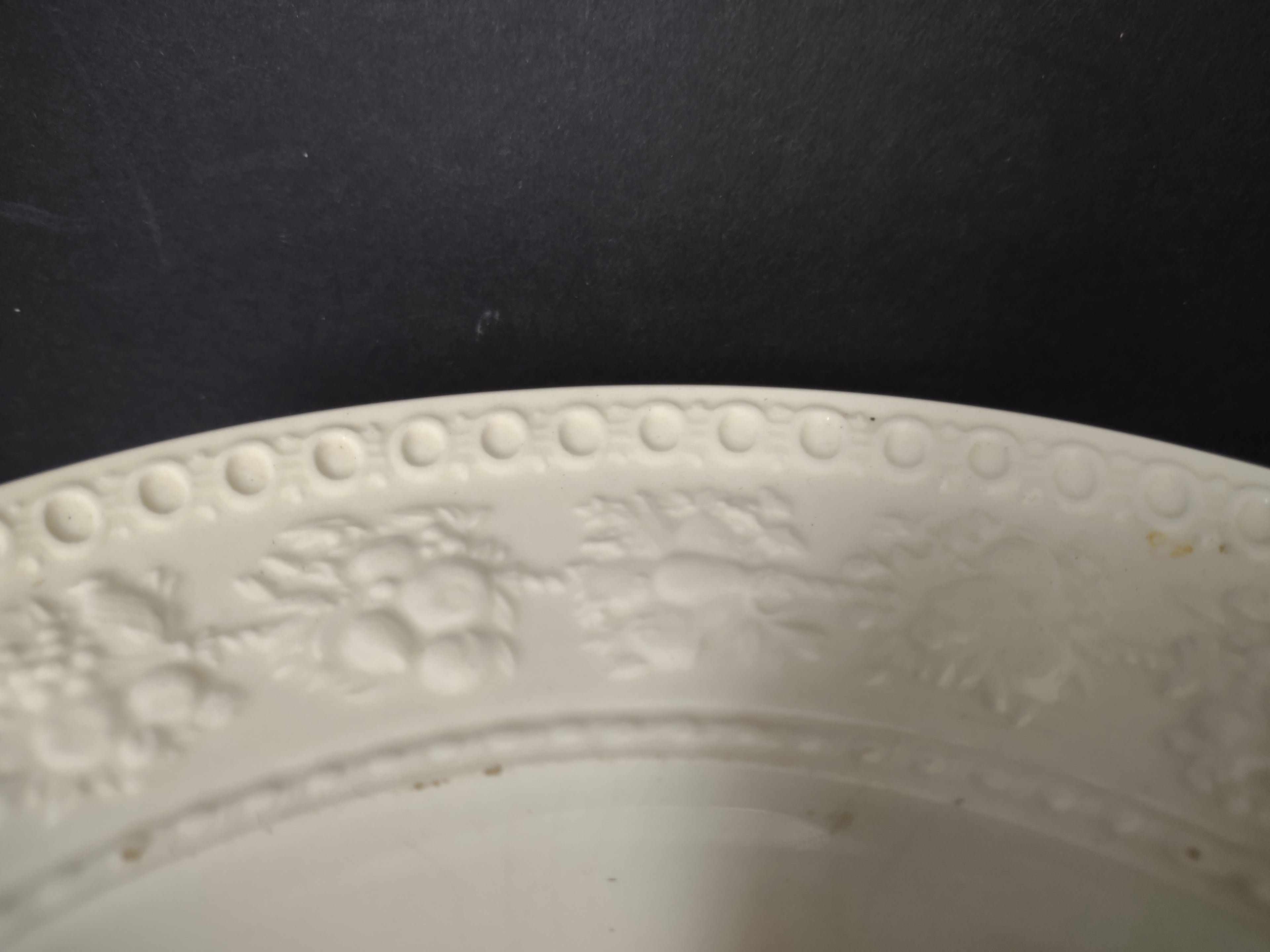 Vintage Wedgwood Wellesley Cream Embossed Rimmed Soup Bowl England [6309]