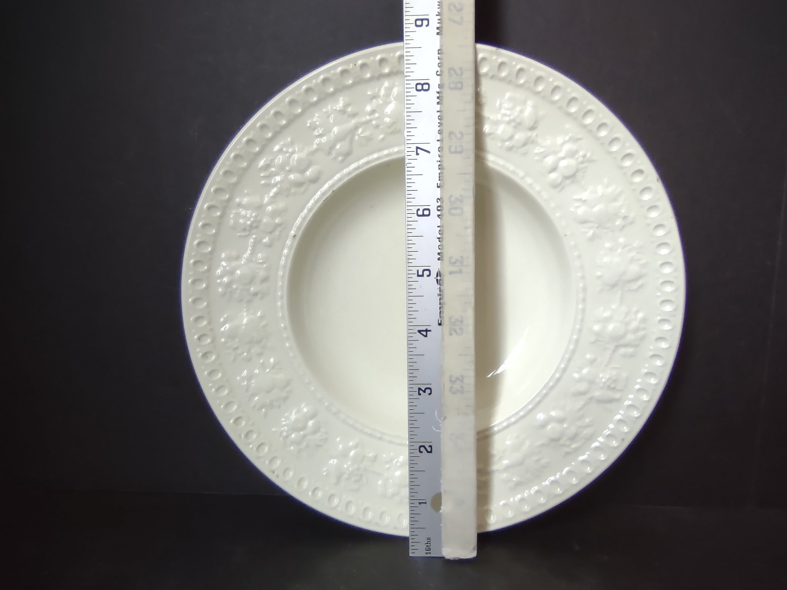 Vintage Wedgwood Wellesley Cream Embossed Rimmed Soup Bowl England [6309]
