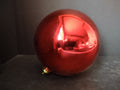 Vintage Plastic Christmas Ornament Deep Red Shiny Ball Large 7 Inch [4837]