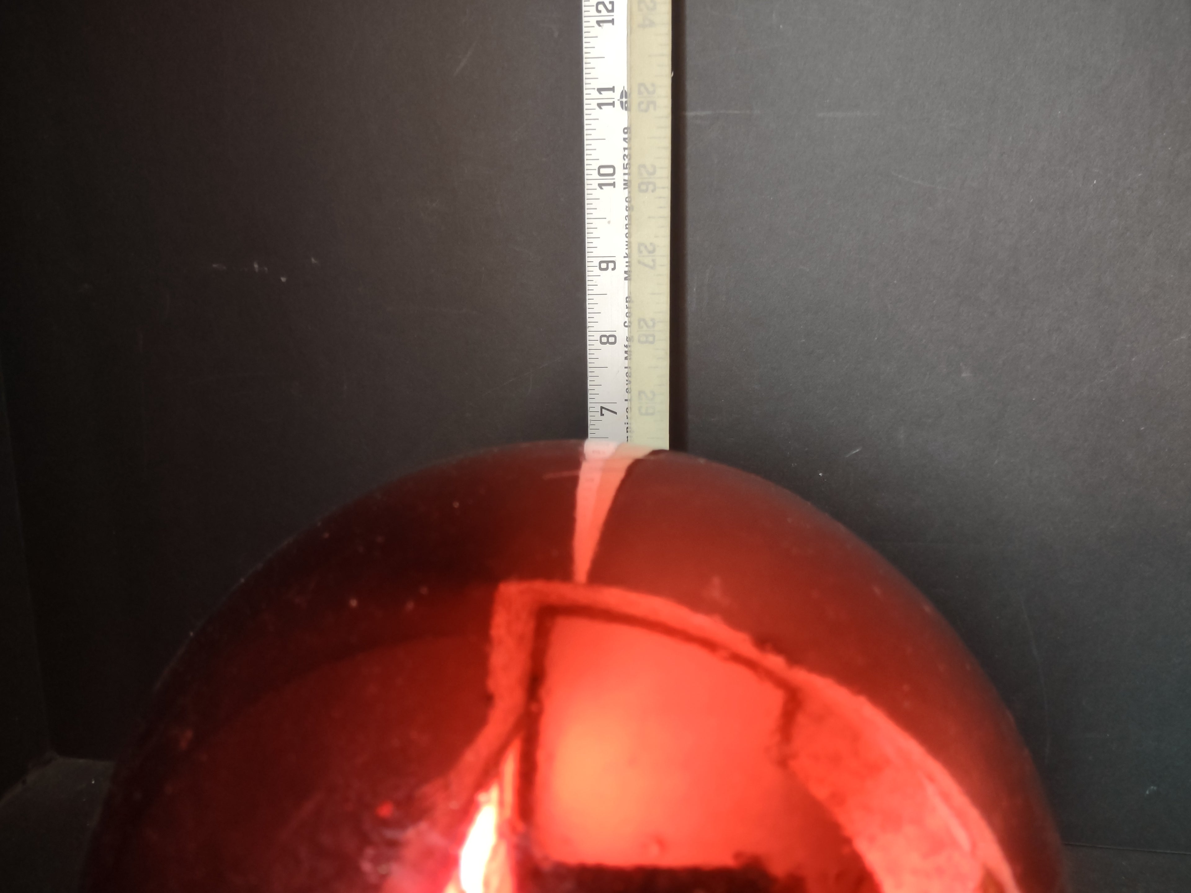 Vintage Plastic Christmas Ornament Deep Red Shiny Ball Large 7 Inch [4837]