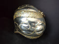 Vintage Silver Plastic Christmas Ornament Gold Glitter Swirl [4838]