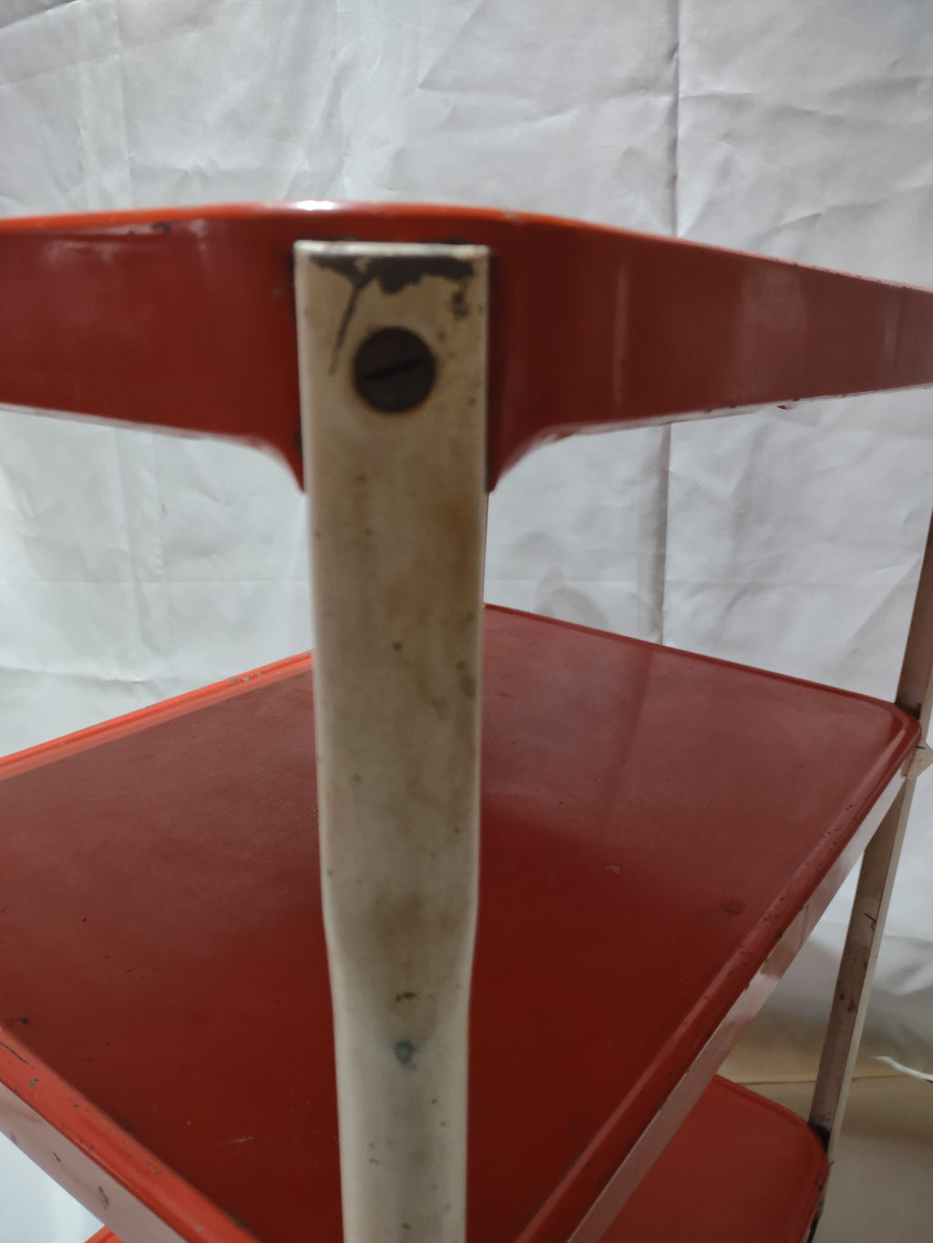 Vintage MCM Kitchen Utility Bar Cart 3-Tier Red [6296]