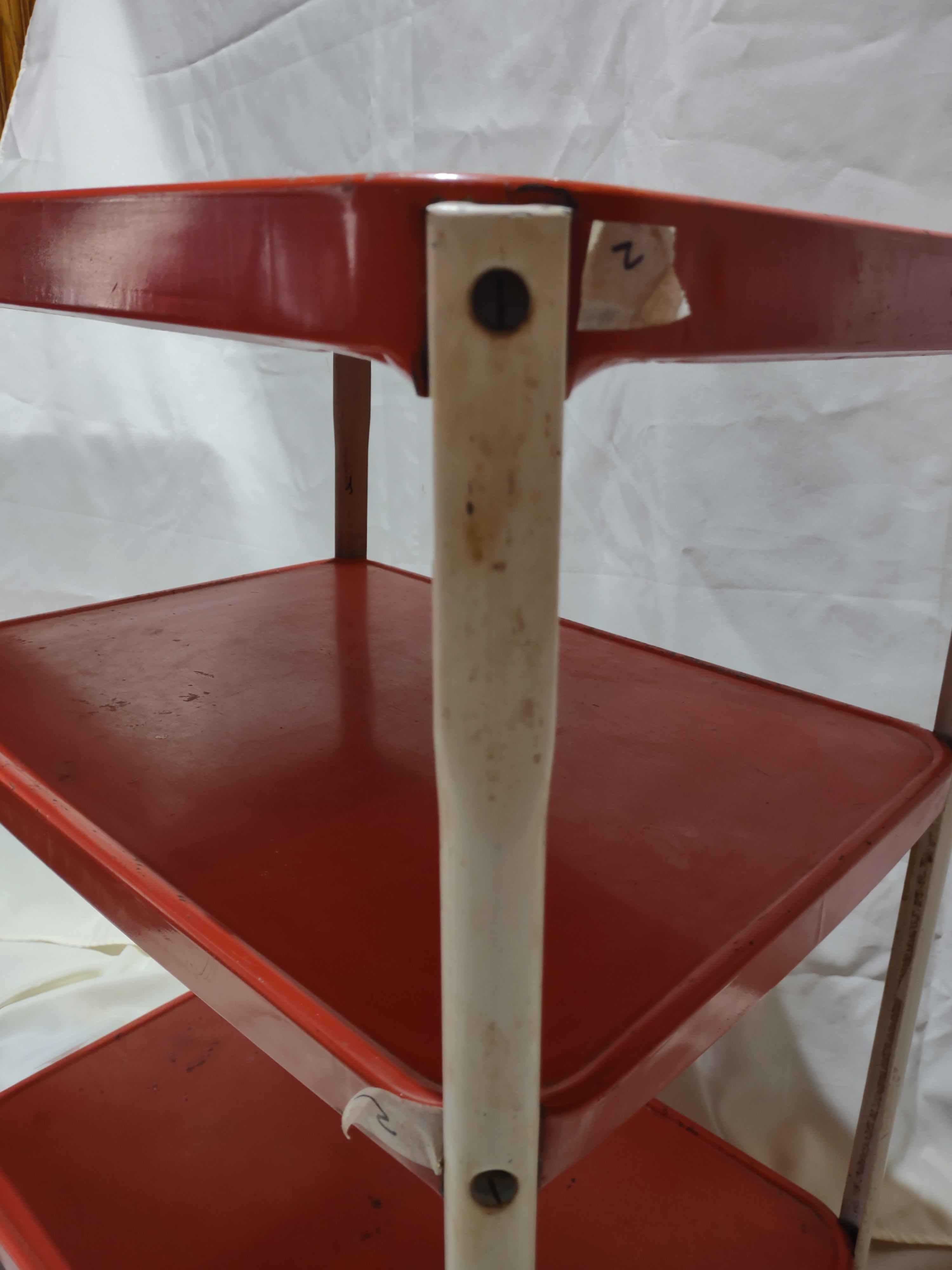 Vintage MCM Kitchen Utility Bar Cart 3-Tier Red [6296]