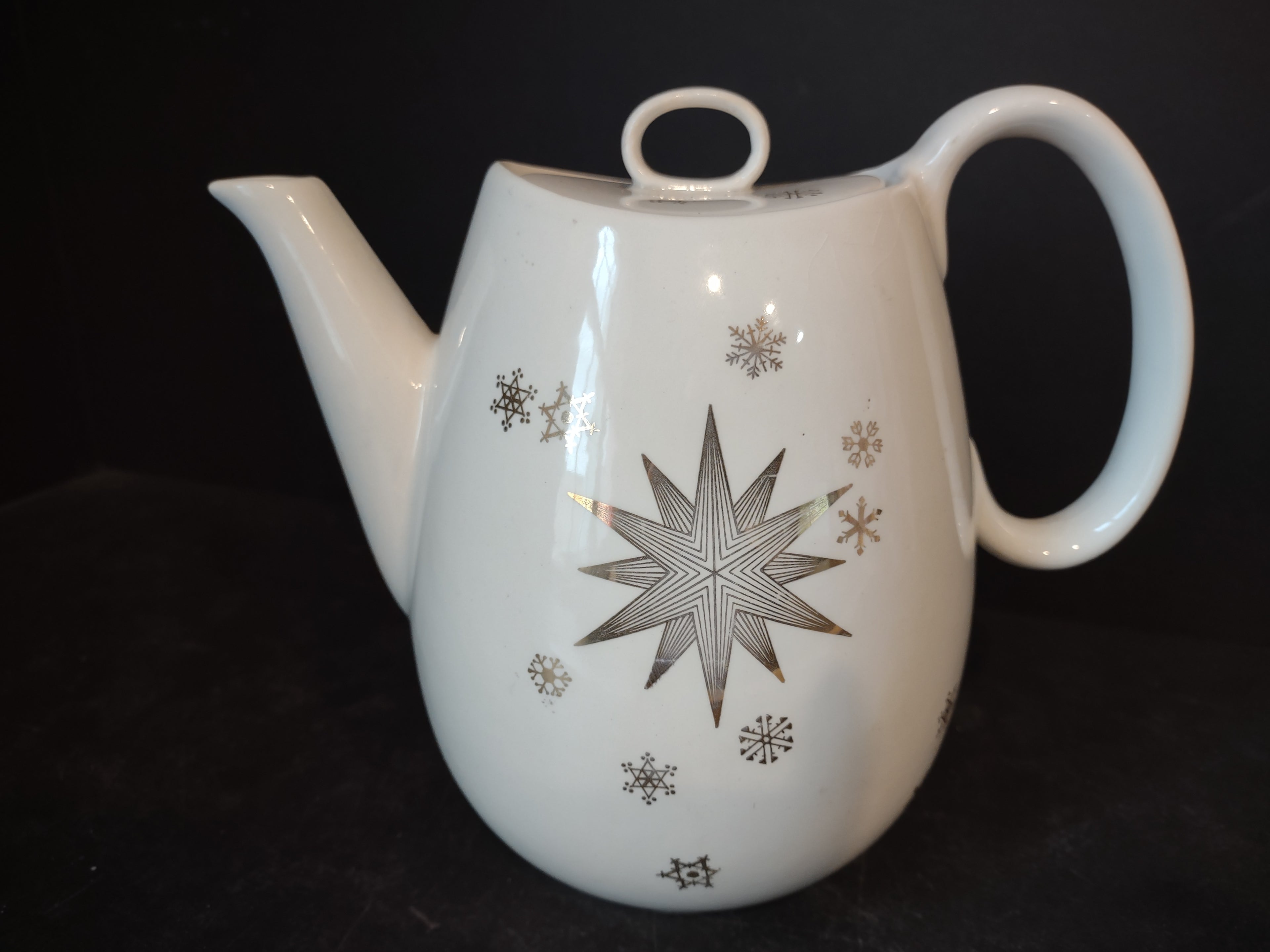 Vintage Gailstyn Golden Stardrift Teapot w/ Lid White Gold [6335]